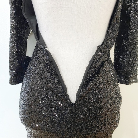 NWT TOBI BLACK SEQUIN SCOOP OPEN BACK MINI COCKTAIL PARTY DRESS - XS - Picture 6 of 11
